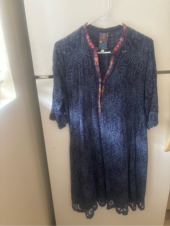Johnny Was Dresses & Skirts - Johnny Was Navy Embroidered Eyelet V-Neck Tunic